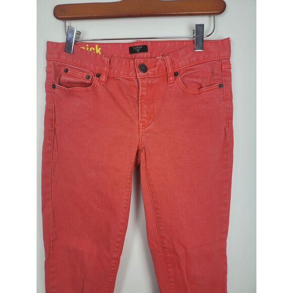 J. Crew Stretch Toothpick Jeans 25 Womens Red Mid Rise Skinny Leg Bottoms - Picture 2 of 5